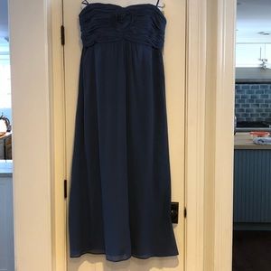 Boden Blue Silk Chiffon Strapless Dress S16US/20UK